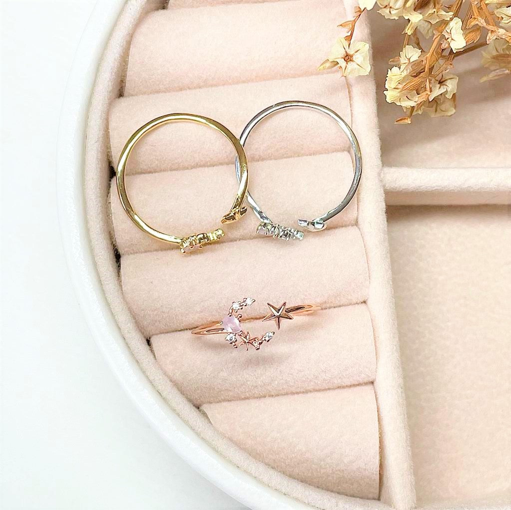 Pink Gem Moon Ring