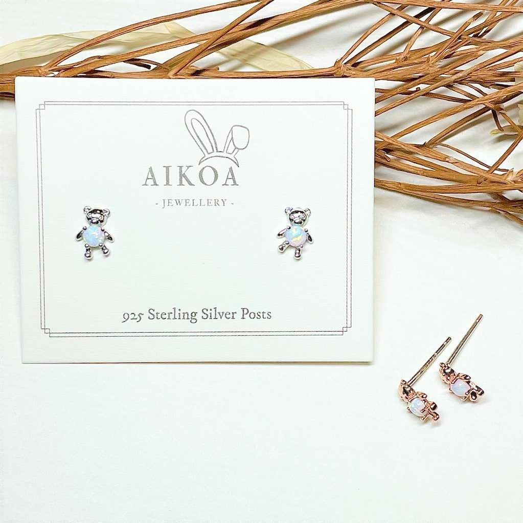 Opal Bear Studs