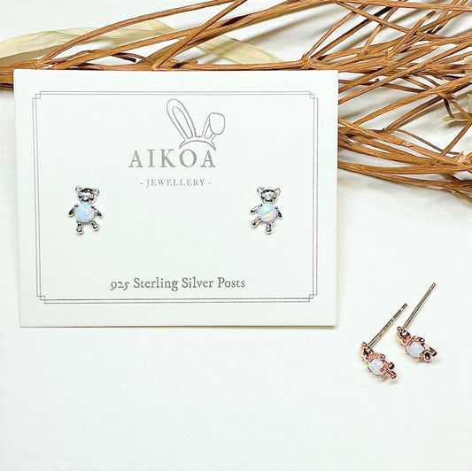 Opal Bear Studs