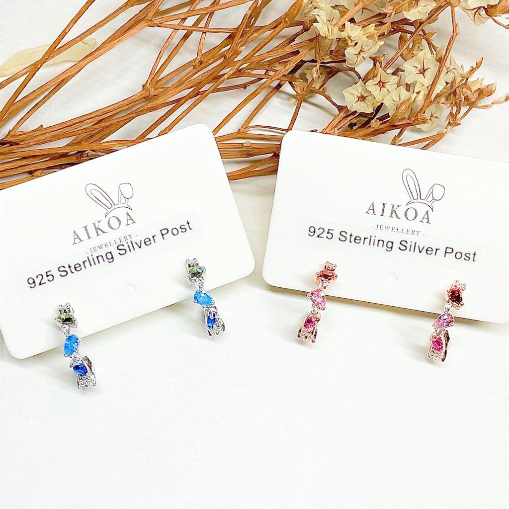 Rainbow Gem Semi-Hoops