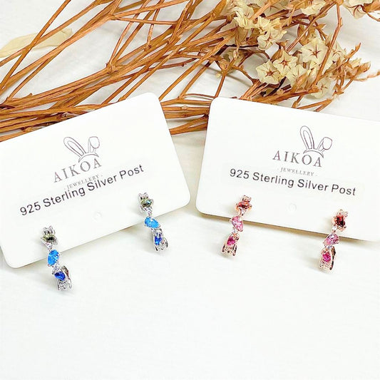 Rainbow Gem Semi-Hoops