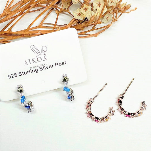 Rainbow Gem Semi-Hoops