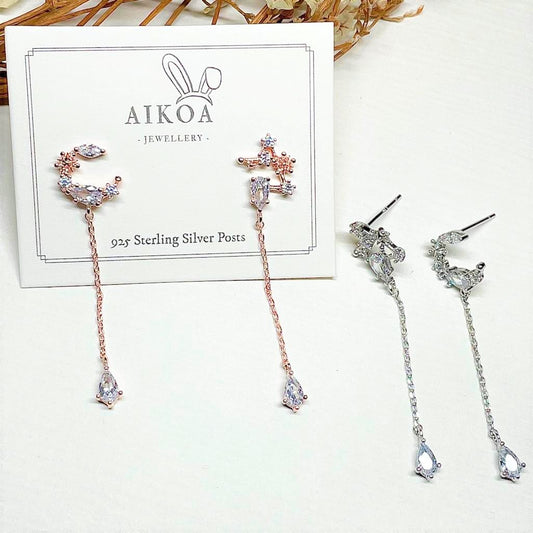 Moon & Star Dangle Earring