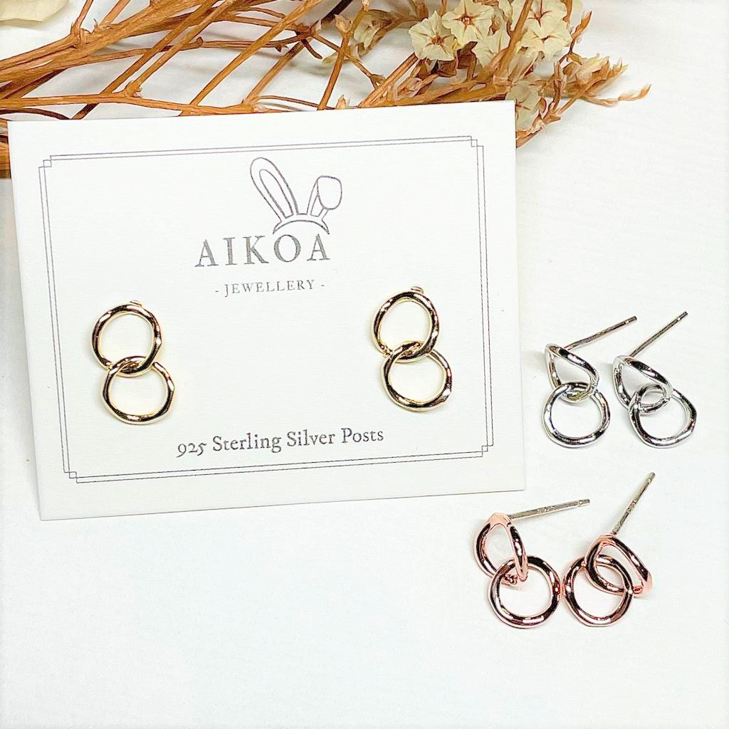 Textured Double Circle Studs